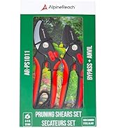 AlpineReach Pruning Shears Set Bypass and Anvil for Gardening, Sharp Ergonomic Pruners, Adjustabl...