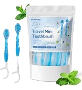 FAMILIFE 5-in-1 Travel Toothbrush, Mint, 24Pcs, Individually Wrapped | Disposable Toothbrush with...