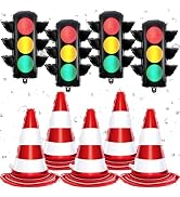 Tlswshsy 9 Pcs Racing Traffic Balloon Decoration, Traffic Cone and Light Balloons, Transportation...