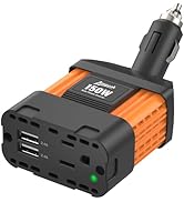 Ampeak 150W Car Power Inverter 4.8A Dual USB Ports AC Outlet 11 Safe Protections Cordless Car Inv...