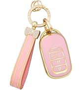 PIFOOG Key Fob Cover for Honda 2024 2023 CRV HRV Civic Accord Pilot Pink Gold Car Keys Accessorie...