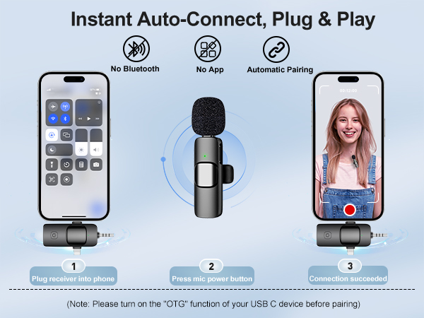 Wireless Lavalier Microphone for iPhone Android