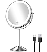 Gospire 8 Inch Lighted Makeup Mirror 1X/10X Magnifying LED Makeup Mirror 3 Color Dimmable Lightin...