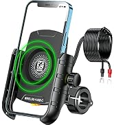 BRCOVAN Motorcycle Phone Mount with Qi 15W Wireless Charger &amp; USB C 20W Fast Charging Port, Water...