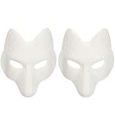 Toddmomy Fox Japanese Kabuki Kitsune Masks 2Pcs White Blank Masquerade Costume Half Face Cosplay ...