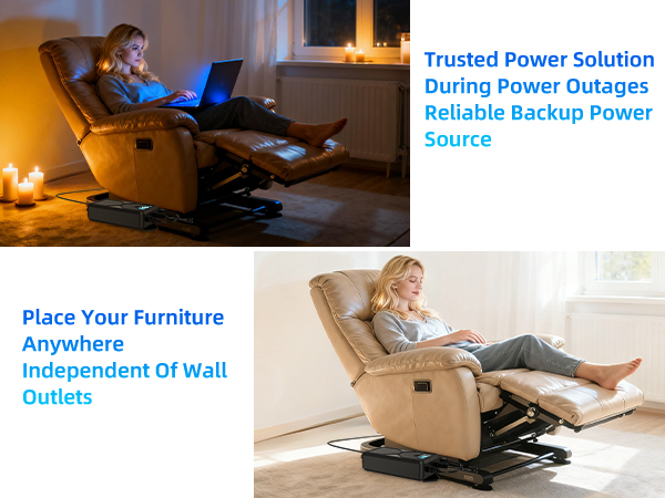 Battery Pack for Reclining Furniture with Charger 2-Pin 2500mAh Recliner Battery Pack Rechargeable