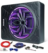 Seventour 10" 1000W Slim Under Seat Powered Car Subwoofer Enclosed, Car/Truck Audio Sub Built in ...