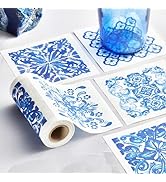 CECI X MY DRAP Mediterranean Tile Cotton Cocktail Napkins, Single-use or reuseable (4.5" x 4.5" -...