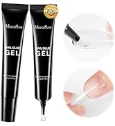MelodySusie 20g*2Pcs Solid Nail Glue Gel, Super Strong&amp;28+Days Long Last Soft Gel Nail Tips Glue ...
