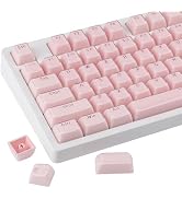 Tsungup Crystal Jelly Pink Keycaps, MDA Profile-Clear Translucent Jade Keycaps,130 Keys Shine Thr...