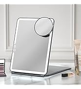 FUNTOUCH 10x7.5 Portable Large Travel Makeup Mirror with Light, 2500mAh Rechargeable Lighted Trav...