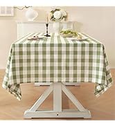 Laolitou Spring Green Gingham Tablecloth Rectangle Tables Checkered Buffalo Plaid Table Cloth Cot...