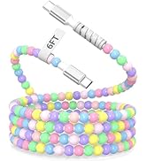 iMangoo 6ft USB C Cable Cute Colorful Beaded for Carplay Car Play Cord Tangle-Free for Apple iPho...