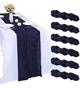 RestfulGlow 6 Pack Navy Blue Cheesecloth Table Runner 10FT Boho Gauze Fabric Table Runner 35 x 12...