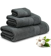 MADHOLLY 3Pcs Towel Set College Dorm Essentials for Guys Girls - 100% Cotton 1 Large Bath &amp; 1 Han...