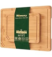 Homaxy Organic Bamboo Cutting Boards Set for Kitchen Set of 2, Wooden Cutting Board Set with Juic...