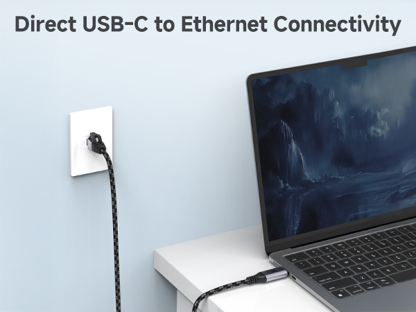 Plug & Play USB C to RJ45 Cable for Seamless Wired Network Connectivity