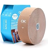OK TAPE Kinesiology Tape Pre Cut Strips, Breathable Latex Free Athletic Tape Roll for Muscle, 2in...