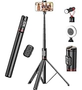 KAMISAFE 72" Phone Tripod &amp; Selfie Stick - Portable Smartphone Tripod Stand Holder with Cold Shoe...