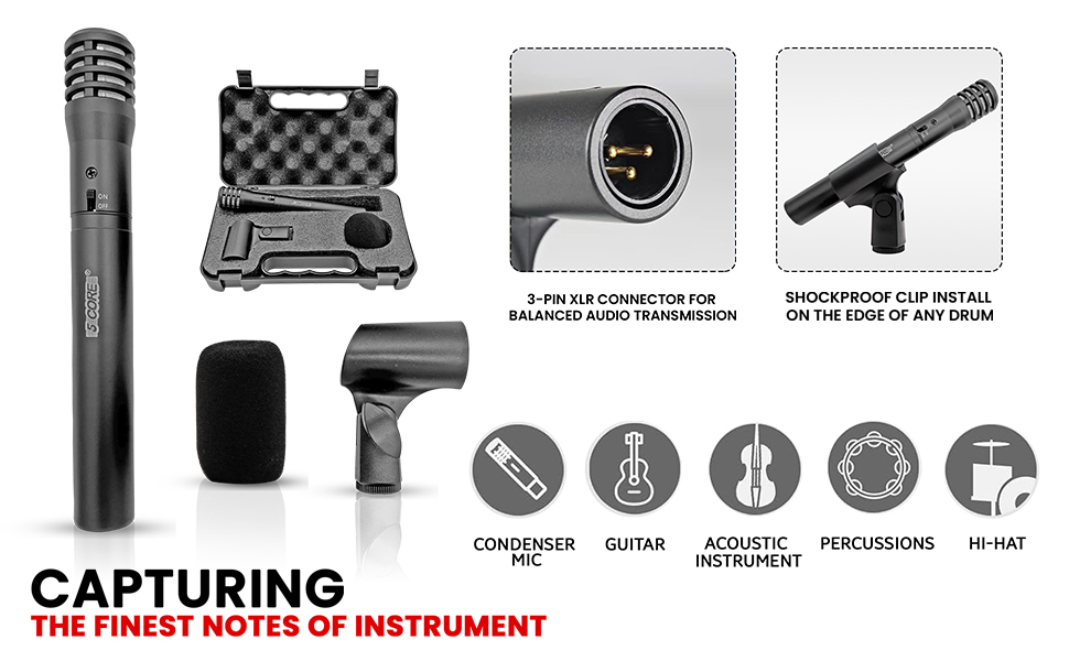 Instrument Microphone, XLR Cardioid Uni Directional Condenser Mic, INSTRU MIC
