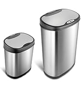 NINESTARS CB-DZT-50-13/12-13 Automatic Touchless Infrared Motion Sensor Trash Can Combo Set, 13 G...