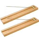 LIGOFLORA Bamboo Incense Holder 2 Pack with Adjustable Brass Roller-Wide Wooden Incense Burner Tr...