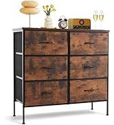 6-Drawer Dresser for Bedroom, Anti-Tip Wide Storage Organizer Chest of Drawers with Wooden Top an...