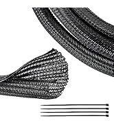 RED WOLF Braided Wire Cable Sleeve Split Wiring Sleeving 10 Feet - 1/2