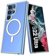 ANNGELAS Magnetic Phone Case Compatible with Samsung Galaxy S22 Ultra – Shockproof Clear Cell Pho...