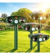 4 Pack Solar Ultrasonic Animal Repeller Outdoor Animal Deterrent Devices Waterproof, Effective Ag...