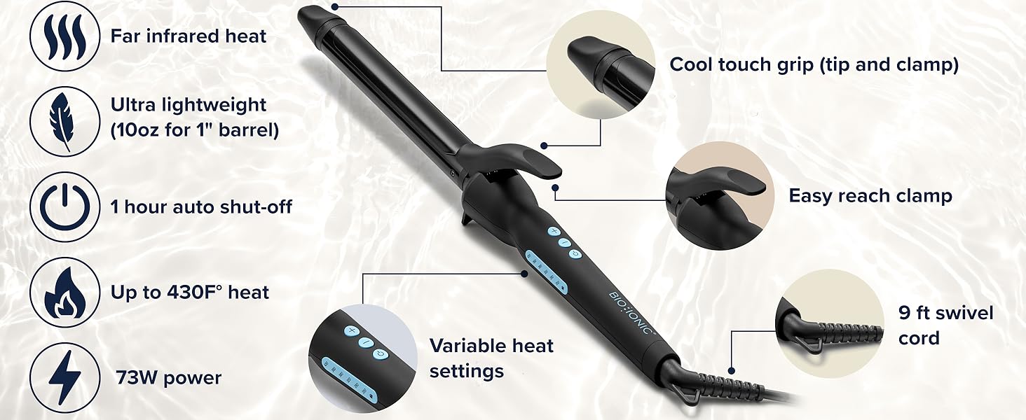 Bio Ionic Nanolonic curl iron hair styling professional salon quality tool ultra lightweight