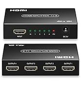 HDMI Splitter 1 in 4 Out, 1x4 HDMI Splitter Support 4K@60Hz Full HD 1080P & 3D, Compatible with X...