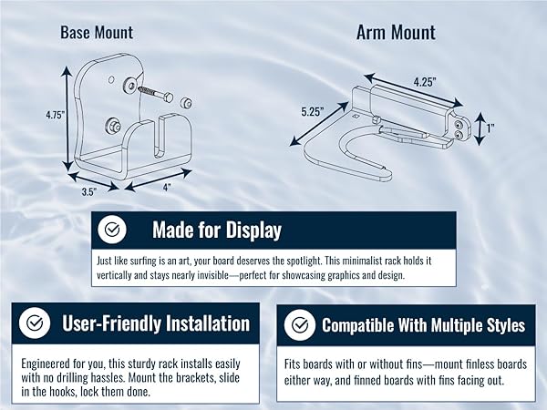 Floating Surfboard Wall Mount