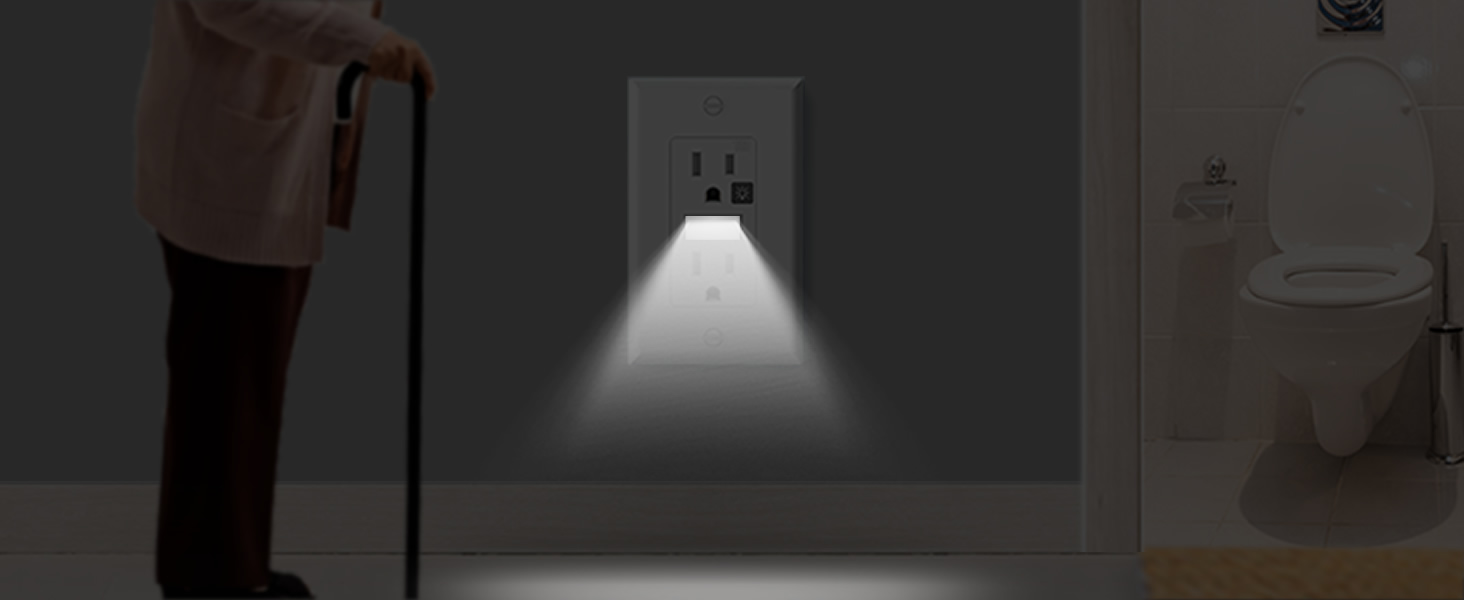 Receptacle Outlet with Night Light,Tamper-Resistant,15A,2 Pole,Standard Electrical Outlets