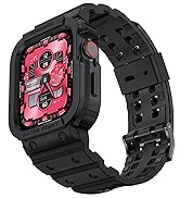 amBand Compatible for Apple Watch Band 45mm 44mm 42mm with Bumper Case, Rugged Men Bands for Appl...