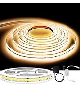 GUPUP 16.4ft COB Turnable Rope Light, Warm White LED Strip Light, 3000K 24V 1600 LEDs Density Lig...