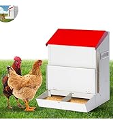 Galvanized Wall Mount Chicken Feeder No Waste Hanging Chicken Feeder with Lid Weatherproof Metal ...