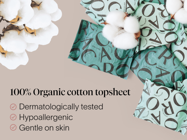 cora period liner panty liners 100% organic cotton topsheet feminine care regular long