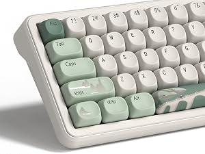 dagaladoo PBT Keyboard Keycaps, Beige/Green MOA keycaps,Spring Tea