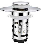 Upgraded 3 in 1 Bathroom Sink Drain Strainer, Universal Pop Up Stopper with Removable Stainless S...