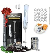 BellaVitas Milk Frother Handheld Rechargeable 3-Speed Electric Frother Wand Whisk Foam Maker Drin...