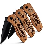 Personalized Pocket Knife for Groomsmen - Custom Folding Knives Set of 3 pcs - Engraved Gifts for...