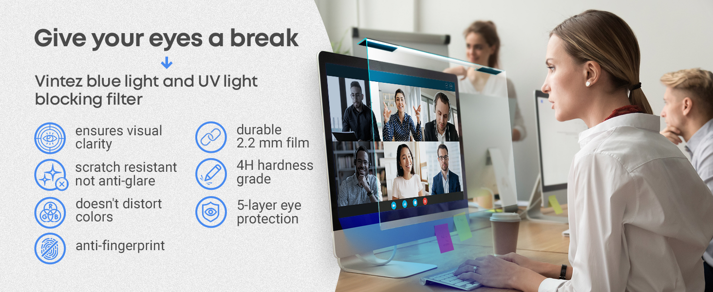 anti blue light blocking screen protector for computer filter inch panel monitor uv protection frame