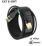 YSONG Cat 8 Ethernet Cable 50FT,High Speed 40Gbps,2000Mhz,26AWG,Gold Plated RJ45 Connector,for Ou...