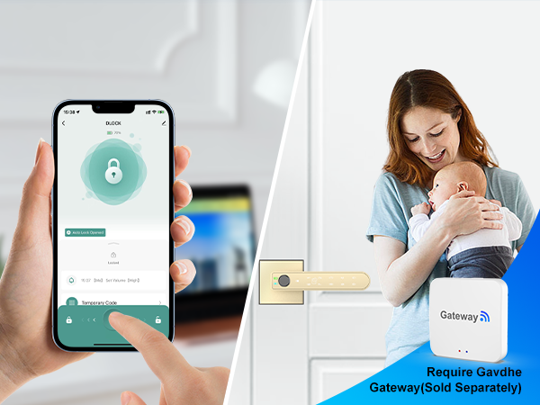 smart bedroom lock gold