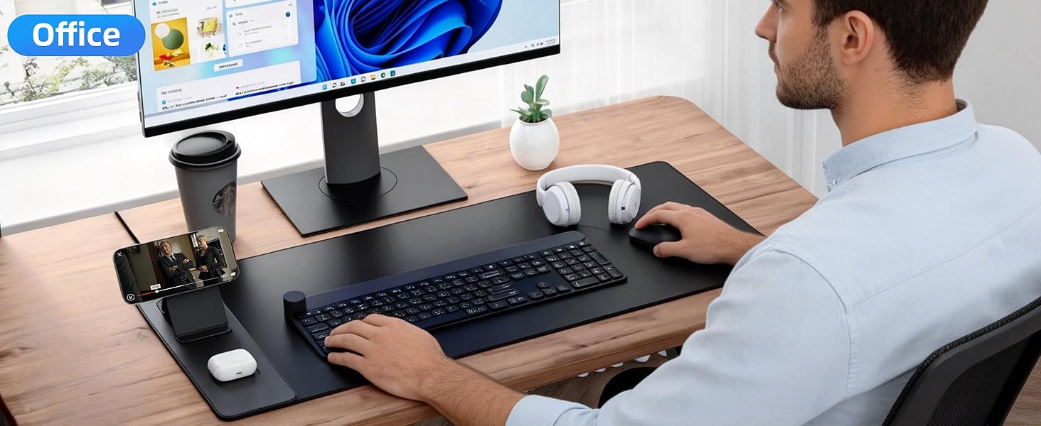Wireless Charging Mouse Pad with Magnetic Phone Stand