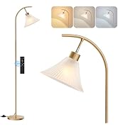 SIBRILLE Glass Floor Lamp, Dimmable Gold Standing Lamp with Remote Control &amp; 3 Color Temperatures...