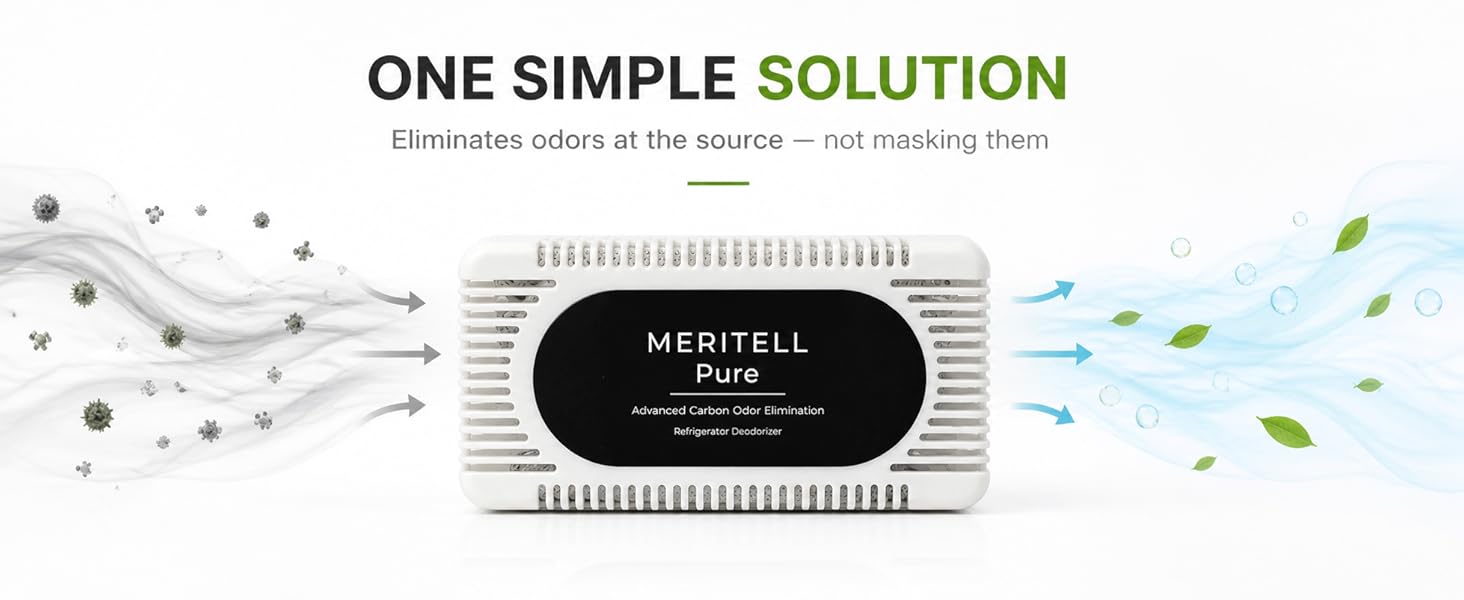 Meritell Pure deodorizer with airflow visualization removing fridge odors