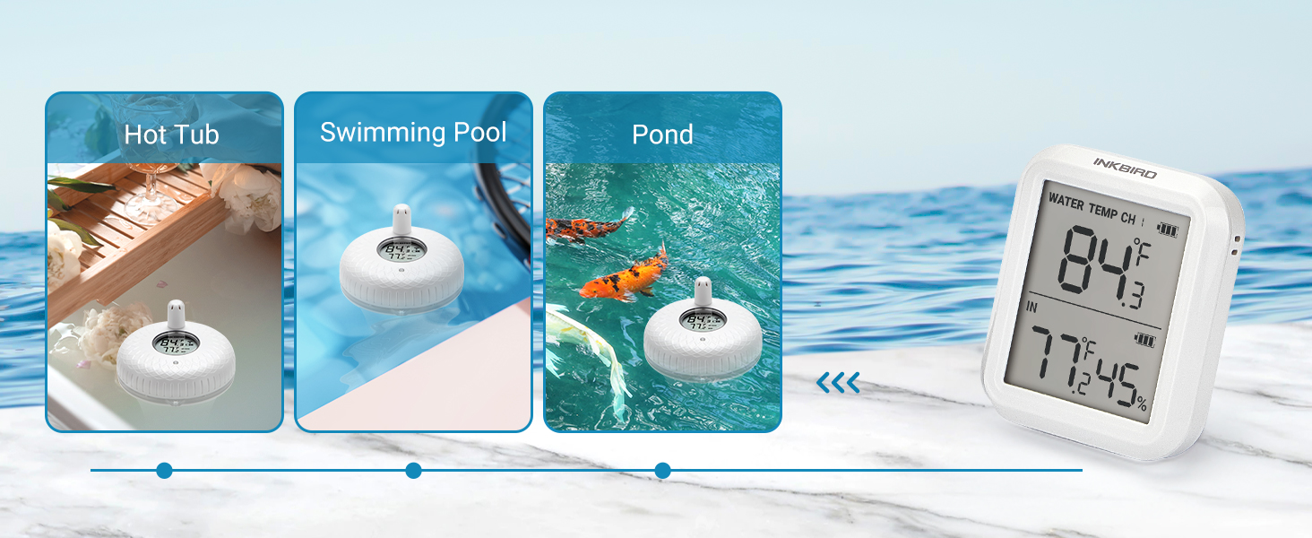 One receiver can connect 3 IBS-P01R pool thermometer outdoor units