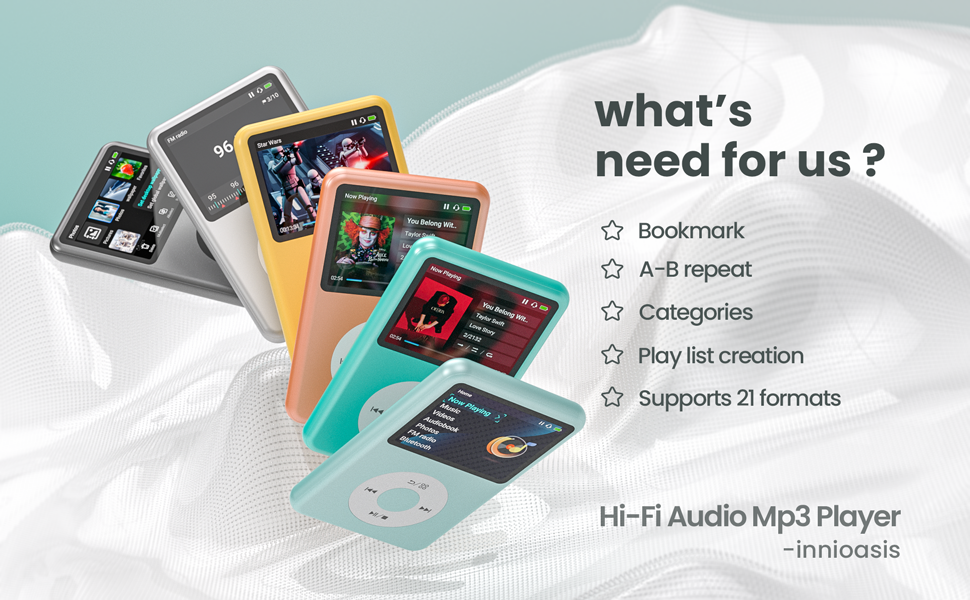 Hifi audio player, mp3 player with bluetooth, digital music player, audiobook player